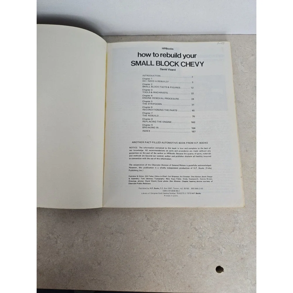 HPBooks Small-block Chevy Manuals How to Hotrod & Rebuild Vizard Fisher Lot